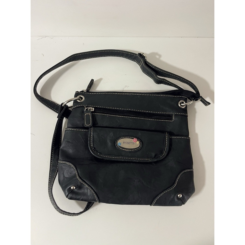Rosetti Black Crossbody Purse with Adjustable Strap Lots Of Pockets‎